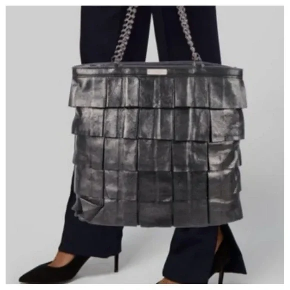 Kate Spade New York Metallic Priti Plisse Shoulder Bag MSRP $445 Black/Gold - Picture 4 of 16